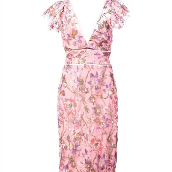 Marchesa Notte Flutter Cocktail Dress Sz 12 - Picture 2 of 10